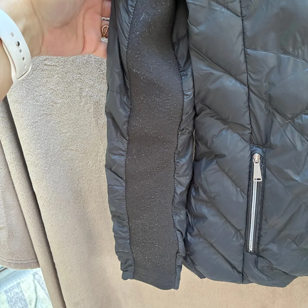 Women's BCBGeneration Down Filled Gray Puffer Jacket with Faux Fur Hood, Size S - Picture 4 of 14